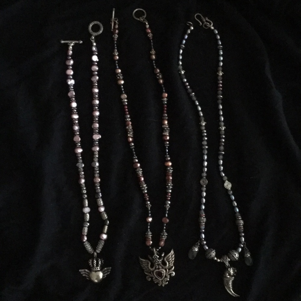 Pearl sterling semi precious gem necklaces